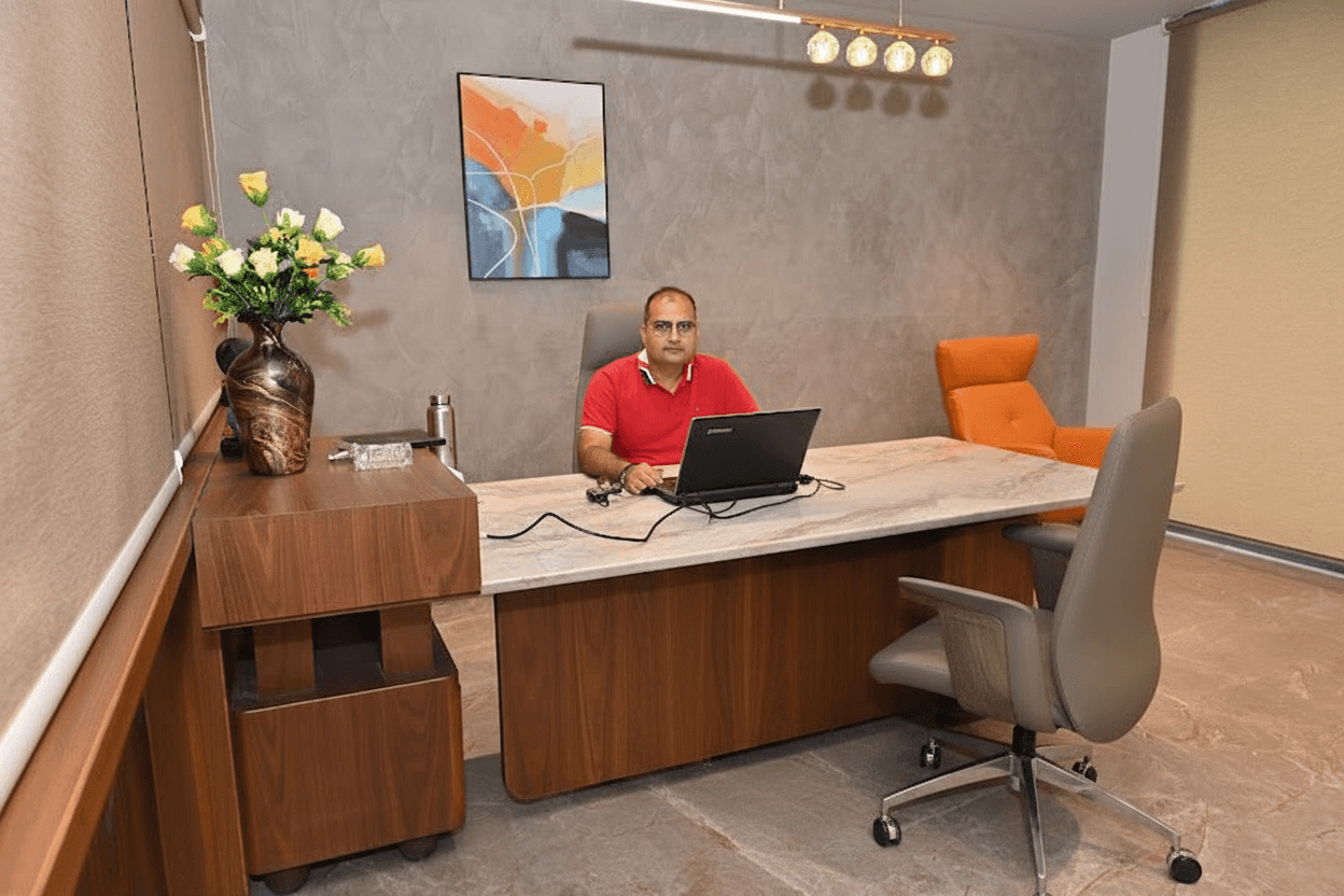 Manoj Ahir at his desk